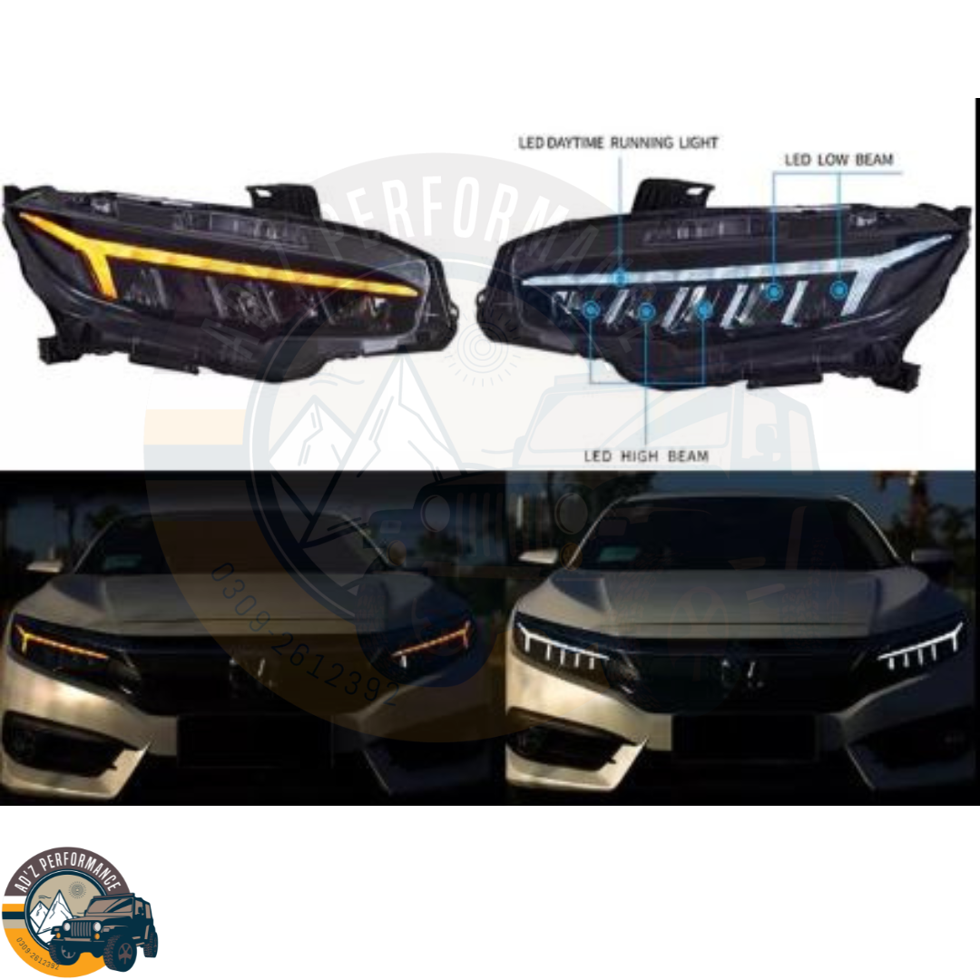 Head Lamps Head Lights Audi Style V1 Honda Civic 2016-2021