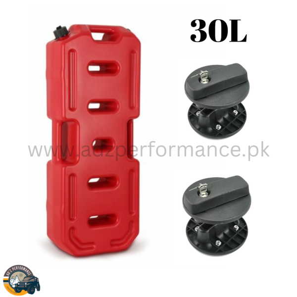 Jerry Can Long Haul Plastic 30L Red with 2 Lock Mount Fuel Container Spare 4X4 4WD