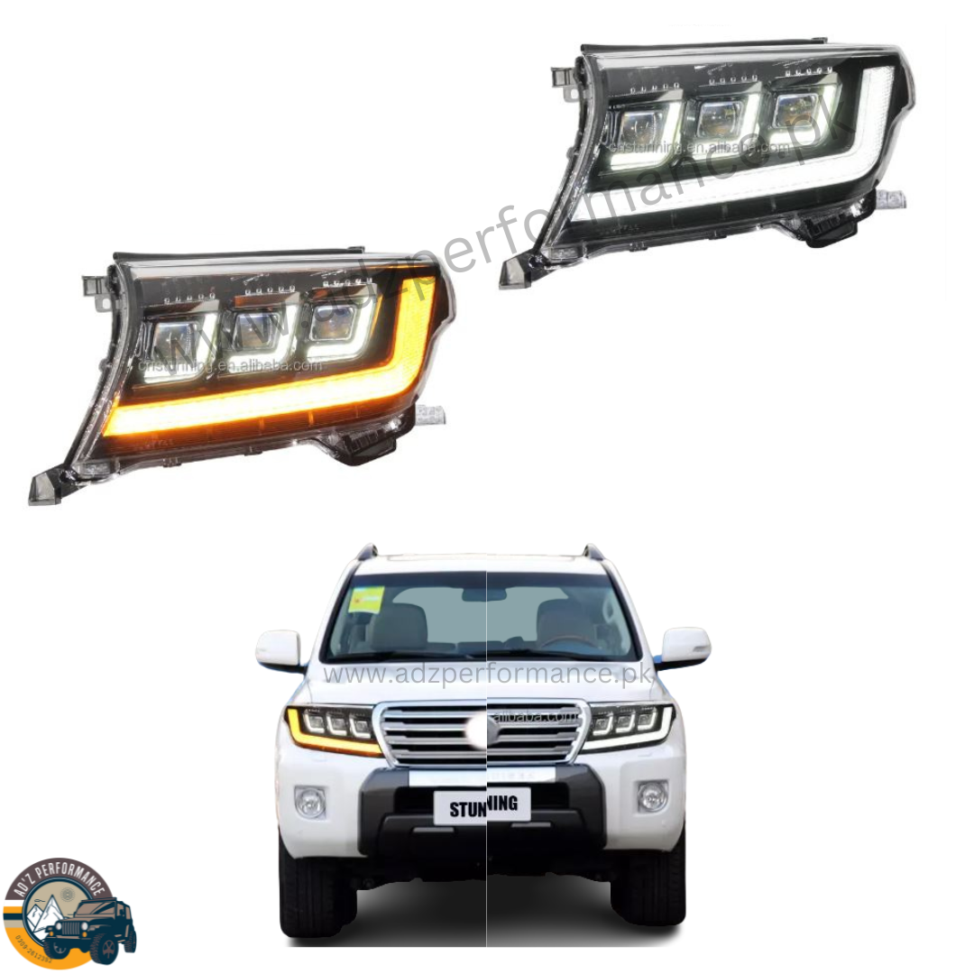 Head Lamps Head Lights Lexus Style Toyota Land Cruiser FJ200 LC200 2008-2015