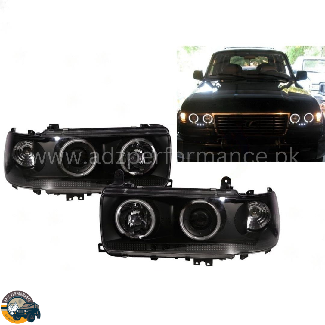 Head Lamps Head Lights Toyota Land Cruiser LC80 FJ80 J80 Projector Black 1990-1996